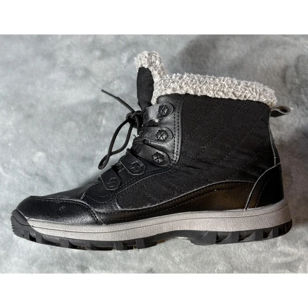 Tamarack Boots Womens Size 8 Black Faux Shearling Lined Winter Snow T-RF1867
